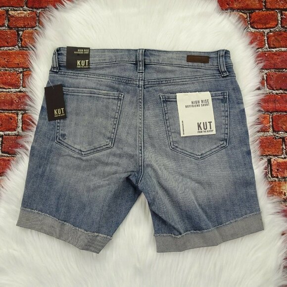 New KUT From The Kloth Boyfriend Denim Shorts Hi-Rise Exposed Button-Fly 4 - Picture 3 of 12